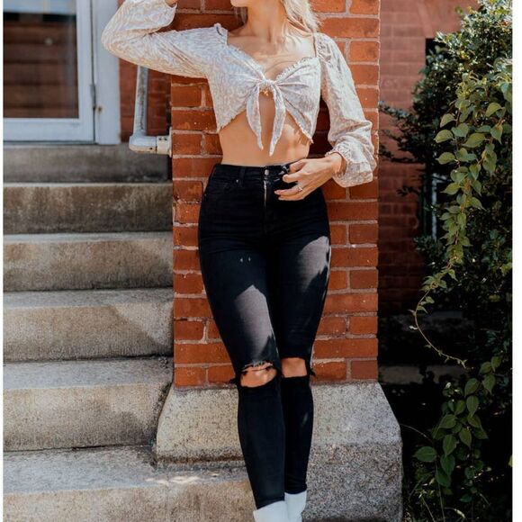 Endless Blu. Crop Blouse Size Large - Picture 1 of 11